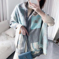 Throw Blanket Luxury Winter Cashmere Scarf Women Design Warm Blanket Horse Scarves Female Shawl Wraps Poncho Feminino Inverno Lusy Store