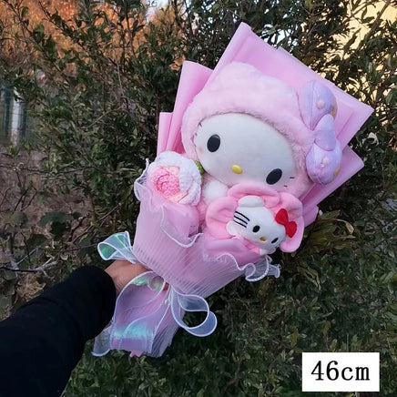 Kuromi My Melody Hello Kitty Cinnamoroll Plush Bouquet Valentine's Day Christmas Graduation Holiday Gift Hello Kitty-19