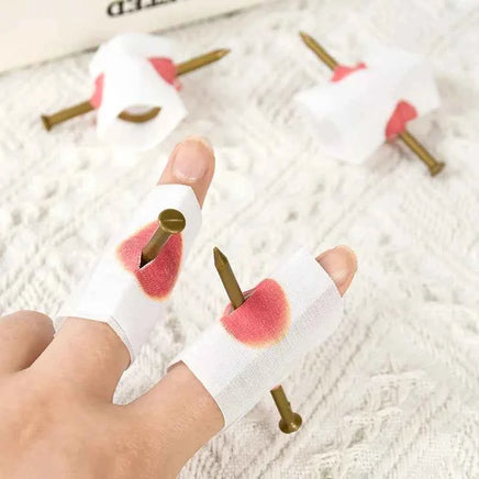 5/10Pcs Fake Nail Through Finger With Blood Bandage Fool Toy Halloween Prank Magic Prop Joke Magic Funny Gadgets Magic Trick Toy