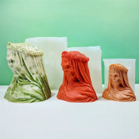 3D Masked Veil Skull Candle Silicone Mold Halloween Decor Skeleton Bust Statue Scented Candle Resin Casting Mould Holiday Gifts
