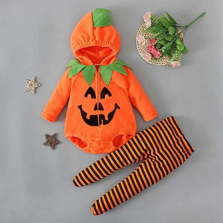 nfant Baby Girl Boy Halloween Costumes Outfit Pumpkin Hooded Romper Footed Pants Leggings Fancy Clothes Orange