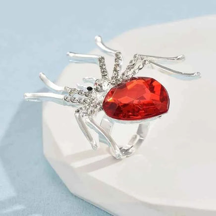 Halloween Spider Open Ring Exaggerate Big Spider Zirconia Crystal Statement Ring for Women Punk Gothic Jewelry Halloween Gift