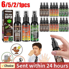 6pcs-1pcs 30ml Halloween Props Liquid Fart Spray Non Toxic Stink Bomb Ass-Smelly Stinky Gas Prank Toy Joke Party Supplies