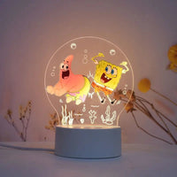 SpongeBob SquarePants Patrick Star Peripheral Cartoon Animation Creative Night Light 3D Children's Room Decorative Light style-1 usb warm color