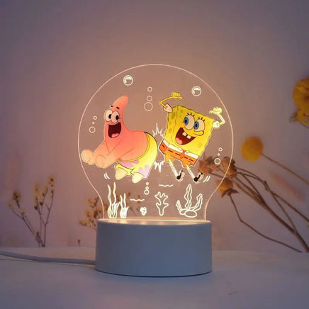 SpongeBob SquarePants Patrick Star Peripheral Cartoon Animation Creative Night Light 3D Children's Room Decorative Light style-1 usb warm color