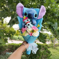 Lusy Store LLC Lilo &amp; Stitch Plush Bouquet &ndash; Soap Rose &amp; Sunflower Floral Gift &ndash; Valentine&rsquo;s, Birthday &amp; Christmas Bouquet