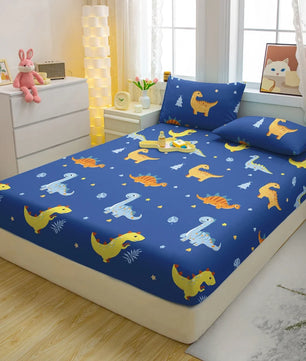 Lusy Store 1 Cartoon Fun Animal Printed Matte Fitted Sheet, Bedroom Printed Bed Cover, Bedding (Excluding Pillowcases) 