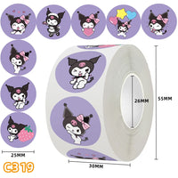 500Pcs/roll New Kawaii Sanrio Sticker Cute Cinnamoroll Kuromi Hello Kitty Cartoon Kids Reward Stickers Gift Decor Decals Toys Kuromi B