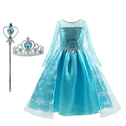 Girls Elsa Anna Costume Kids Birthday Floral Dress Children Snow Queen Performance Fantasy Princess Evening Halloween Costumes Elsa Set B1
