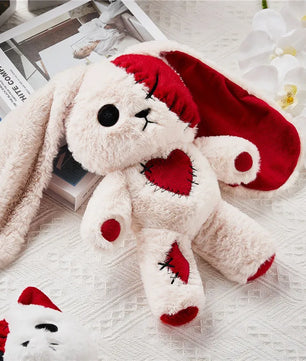Lusy Store LLC Rabbit Bunny Plush Toy Stuffed Heart Long Eared Doll Throw Pillow Boy Girl Stuffed Plush Unhappy Cat Toys Plush