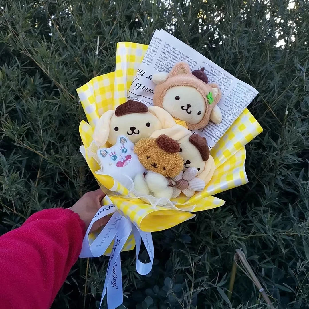 Lusy Store LLC Hello Kitty Kuromi Melody Cinnamoroll Plush Bouquet Home Decoration Xmas Friend Gifts Bouquet