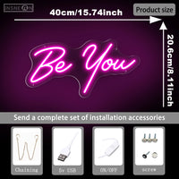 Lusy Store LLC Be You LED Neon Sign, USB Energy Saving Power Supply Indoor and Outdoor Room Wall Hanging Decorative Lights Neon Sign