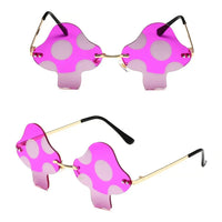 Mushroom Shape Sunglasses Irregular Rimless Sun Glasses Retro Trendy Fun Sunglasses for Women Men Halloween Decorations Party Fa