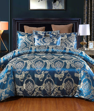 Satin Duvet Cover  Size, Floral Jacquard Satin Duvet Cover Set 3 Piece Luxury Silk Like Bedding Comforter Cover Set Lusy Store