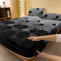 Lusy Store 1 Piece of Stacked Hexagonal Pattern Frosted Bedsheet, Bedroom Printed Bedspread, Bedding (Excluding Pillowcases) 