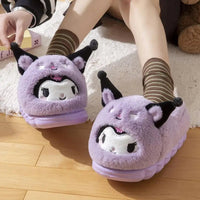 Hello Kitty Cinnamoroll Kuromi Plush Slippers - Winter Kawaii Home Shoes