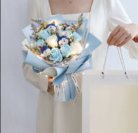 Hello Kitty Bouquet Plush Stuffed Doll Kawaii Soap Flower Gift Box Rose Flower Gifts C 4 doll 1 led 1 bag