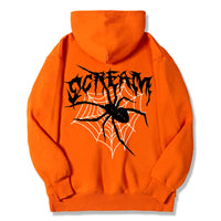 Scream Spiders & Cobwebs Women Hoodies Harajuku Oversize Hoody Fashion Loose Clothing Comfortable Orange