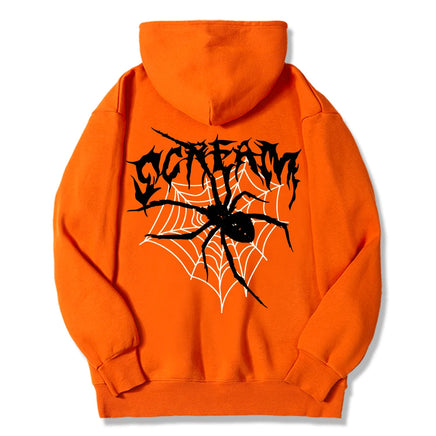Scream Spiders & Cobwebs Women Hoodies Harajuku Oversize Hoody Fashion Loose Clothing Comfortable Orange