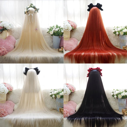 OLACARE Synthetic Super Long Curly Lolita Wig With Bangs 120cm Blonde White Pink Cute Fake Hair Women Halloween Cosplay Wigs