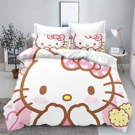 Sanrio, Hello Kitty 3D Children'S Printed Cute Cartoon100% Polyester Bedding Set Duvet Cover Set Bedding Sets Anime Home 2