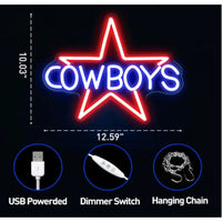 Lusy Store LLC Cowboy Neon Sign USB Powered Dallas LED Party Bar Candy Shop Art Decoration Game Room Neon Sign