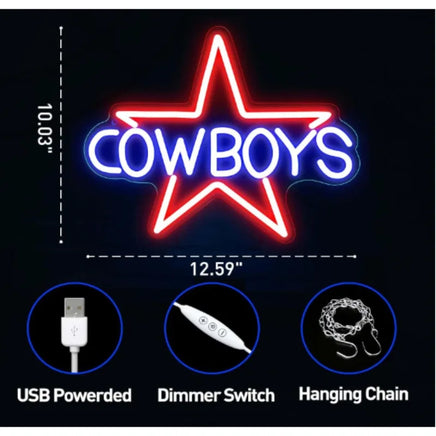 Lusy Store LLC Cowboy Neon Sign USB Powered Dallas LED Party Bar Candy Shop Art Decoration Game Room Neon Sign