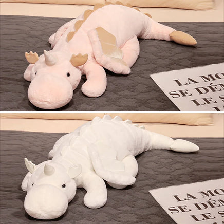 Giant Dinosaur Stuffed Toy - White Dragon Plush with Wings & Unicorn Horn - 25.6in/33.5in/41.3in/47.2in/55.1in - Lusy Store