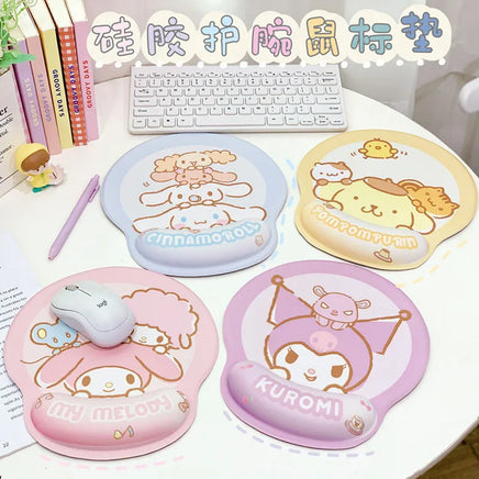 Kawaii Sanrio Mouse Pad With Wrist Rest Non-slip Rubber Computer Pad Anime Kuromi Cinnamoroll My Melody Cute Cartoon Girl Gifts