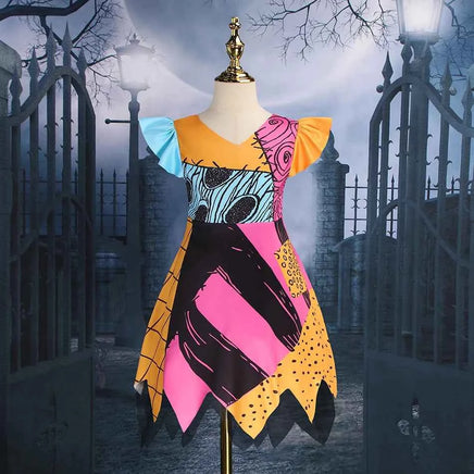 Baby Girls Halloween Costumes Cosplay Dress Nightmare Before Children Christmas Carnival Princess Sally Party Clothes 2-10 Years Sally dress