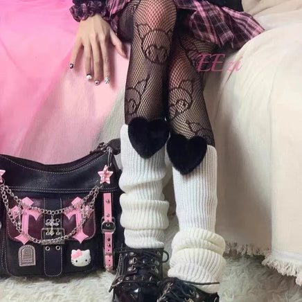 Hello Kitty Gothic Punk Vintage Pink Cross Chains Crossbody Bags For Women
