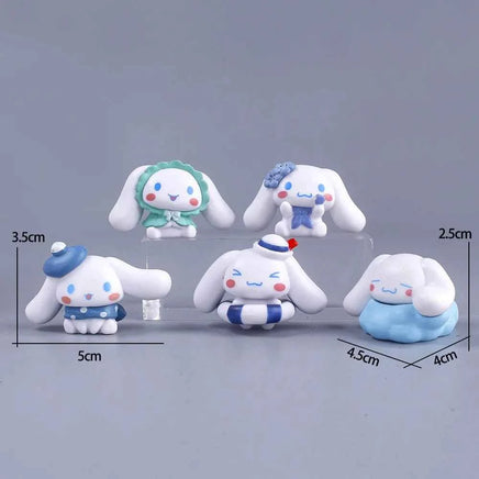5pcs Cinnamoroll Anime Action Figures (4cm) - Kawaii Tabletop Model Gifts B