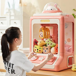 Lusy Store LLC Automatic Doll Machine Toy for Kids Mini Cartoon Coin Operated Play Game Claw Crane Machines Action Figure