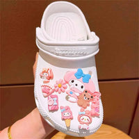 Sanrio Hello Kitty Kuromi Cinnamoroll Sneakers Buckle Set Melody LED Decorations Accessories for Slides Sandals Clogs Gifts