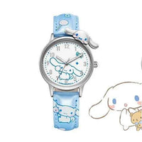 Sanrio Water Resistant Watches Kawaii Cartoon Anime Hello Kitty Kuromi Cinnamoroll High Quality White Leather Watch Girl Gifts 03