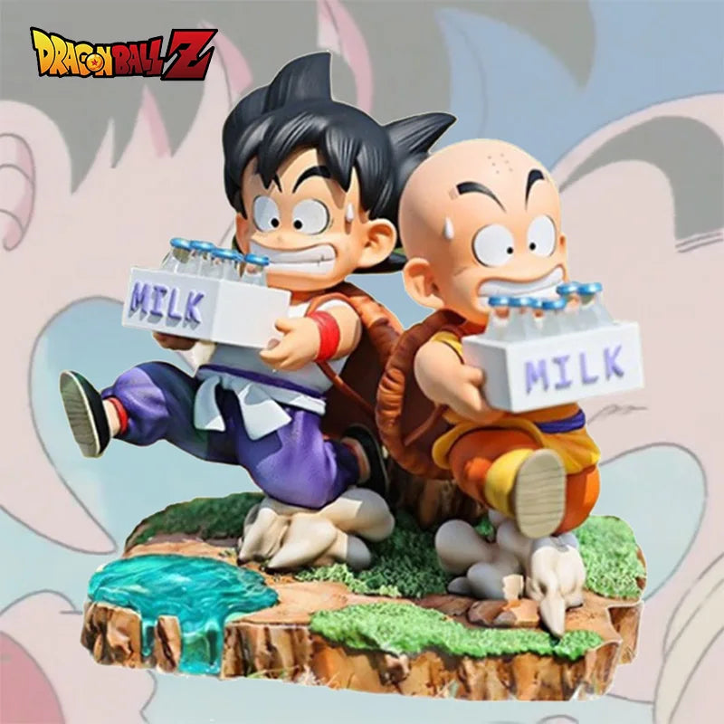 Lusy Store LLC Dragon Ball Figure Goku and Krillin Milk Delivery Model Action Figures Periphery Doll PVC Model 15cm Action Figure