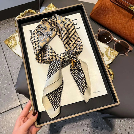 27.56" Paisley Print Small Square Scarf Simulated Silk Thin Neck Scarf Mature Style Sunscreen Headscarf For Women Lusy Store