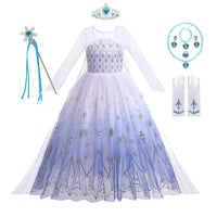 Frozen 2 Cosplay Costumes for Girls Anna & Elsa Princess Snow Queen Long Dresses Halloween Party Carnival Clothes Vestido Dress Set 2