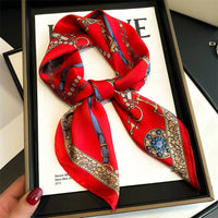 2024 Spring/Summer Breathable Chain Print Neckerchief Fashion 70*70cm Square Scarf Women’s Classical Imitation Silk Bandannas Lusy Store