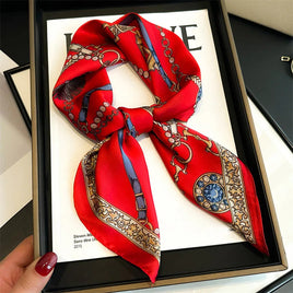 2024 Spring/Summer Breathable Chain Print Neckerchief Fashion 70*70cm Square Scarf Women’s Classical Imitation Silk Bandannas Lusy Store