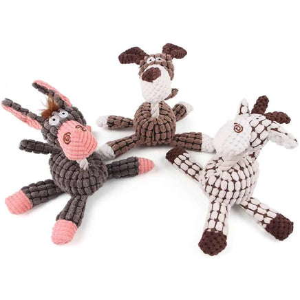 Donkey Plush Squeaky Dog Toy with Cotton Rope, Interactive & Chewable, Teeth Cleaning & Training Toy for Pets