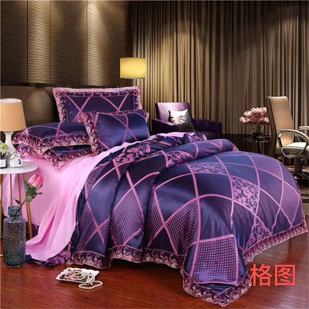 Nordic Satin Jacquard Duvet Cover Set Luxury Flower Bedding Set Adlut Quilt Cover Pillowcases Sheet Twin Queen King Home Texiles Lusy Store