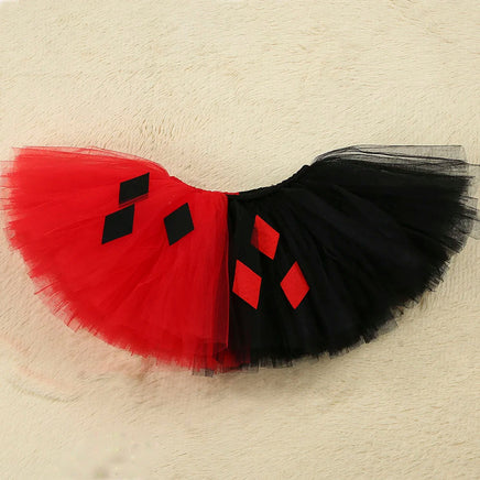 Black Red Clown Tutu Skirt Outfit for Girls Carnival Halloween Costumes for Kids Birthday Party Tutus Fluffly Princess Ball Gown