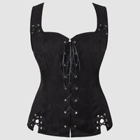 Steampunk Gothic Corsets Vest Tops Women Bustier Renaissance Blouse With Burlesque Pirate Backless Corset Halloween Costumes Black