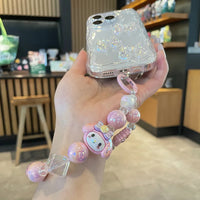 Sanrio Phone Case Short Hanging Chain Hello Kitty Cinnamoroll Kuromi Wrist Pendant Beaded Ccd Camera Chain Mobile Phone Chains