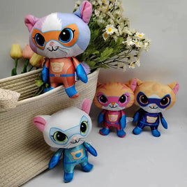 Lusy Store LLC 4pcs/Set Super kitties Plush Kitty Team Crystal Soft Stuffed Animals For Children Girls Gift Plush