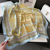Lusy Store 2024 Luxury Brand Print summer Neck Tie Shawl Silk Square Scarf Women 70cm Hair Hand Wrist Headkercheif Hijab Bandana 