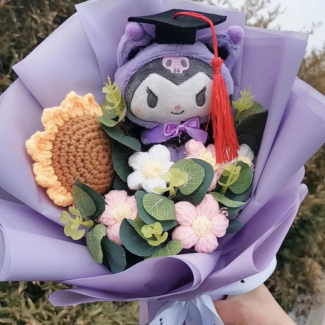 Lusy Store LLC Graduation Bouquet Hello Kitty Kuromi Plush Doll Toy Woman Valentine's Day Gift Bouquet