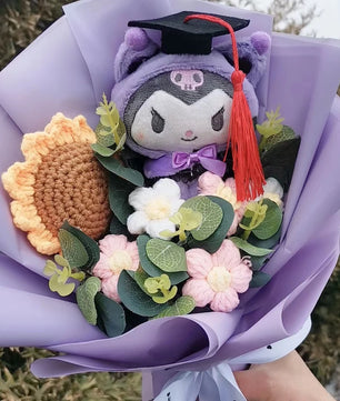 Lusy Store LLC Graduation Bouquet Hello Kitty Kuromi Plush Doll Toy Woman Valentine's Day Gift Bouquet