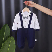 3-18M Boys Romper Newborn Striped Gentleman Tuxedo Infant Party Costume Baby Cotton Halloween Outfit Long Sleeve Formal Clothes ED013209